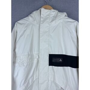 Burton Snowboard Jacket Mens Large White Black Hooded Ski Winter Coat RN87380